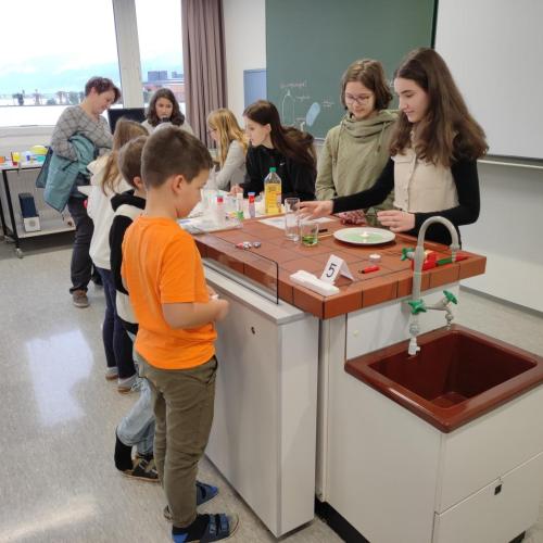 Schüler der VS bei der Chemie-Station